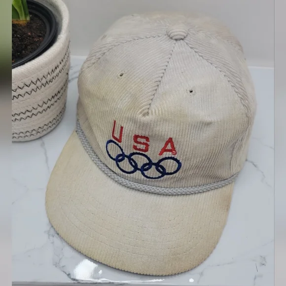 American Vintage | USA Olympics grey distressed corduroy adjustable hat | unisex - Picture 3 of 9